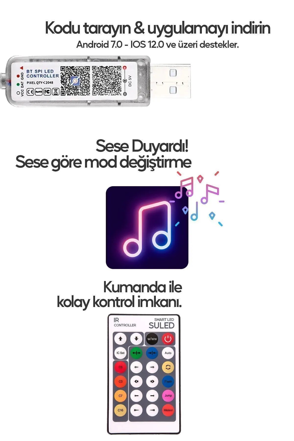 Smart Led Kumandalı Yeni Nesil Sese Duyarlı